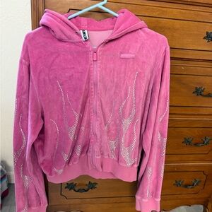 Pink Hooded Jacket with Rhinestone Detailing